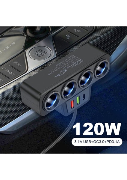 4 Cep Araç Çakası Çakan Sıçrama 12V-24V Telefon Güç Adaptörü 120W Qc3 0+Pd3 1A Araba Çakır Soket Fişi (Yurt Dışından) indirimleri