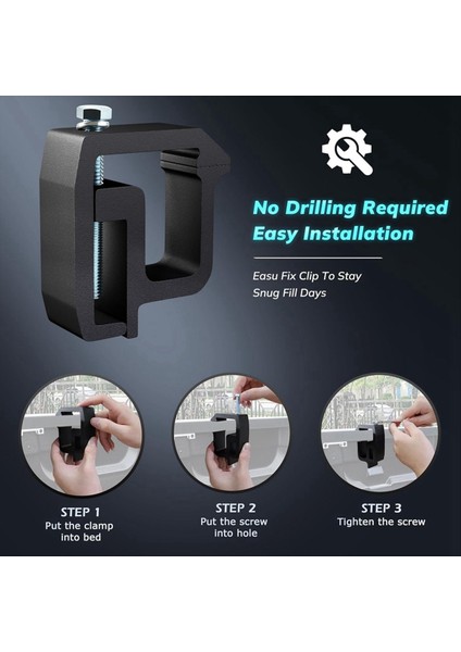 Kamyon Kapağı Montaj Kelepçeleri Chevy Silverado Sierra Için Ağır Derece Kamp Kabuk Kelepçeleri 1500/2500/3500 Dodge Black Için (Yurt Dışından) fırsatları