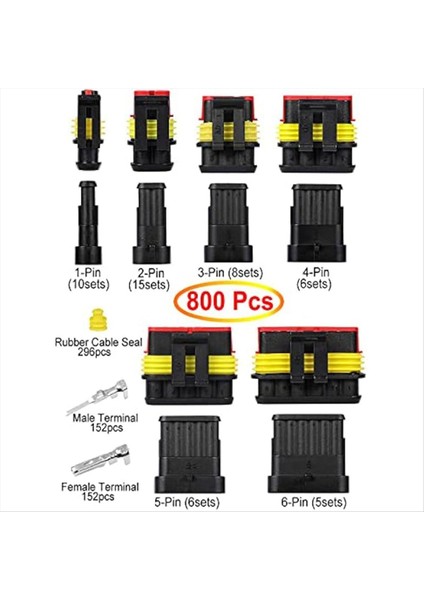 800PCS Otomotiv Elektrik Konektörleri Otomotiv Elektrik Te Konektörleri Fiş Kiti 1/2/3/4/5/6 Pin Konektörler (Yurt Dışından) fiyatları