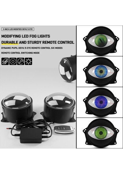Dinamik LED Araba Farlar Montajı 2&#39 De 1 Şeytan Göz Dekorasyon Sis Lambası Aydınlatma Uzaktan Kumanda Otomatik Getirme 12-36V (Yurt Dışından) indirimleri