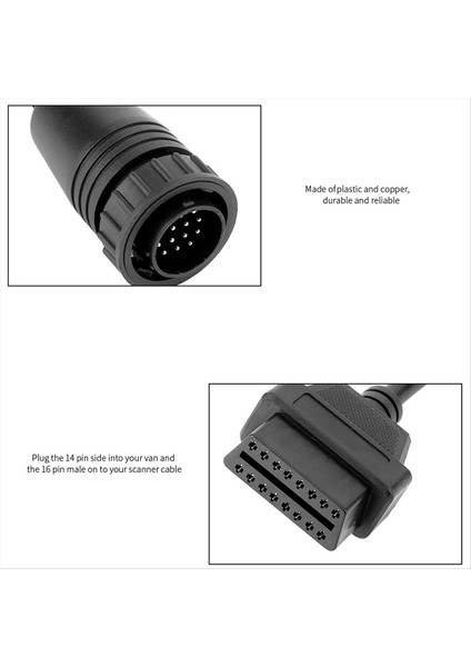 Mercedes Benz Sprinter Için 14PIN Ila 16PIN Araba Teşhis Kablosu 14 Pin Obdıı Obd2 Obd Iı Odb 2 16 Pin Adaptör (Yurt Dışından) modelleri