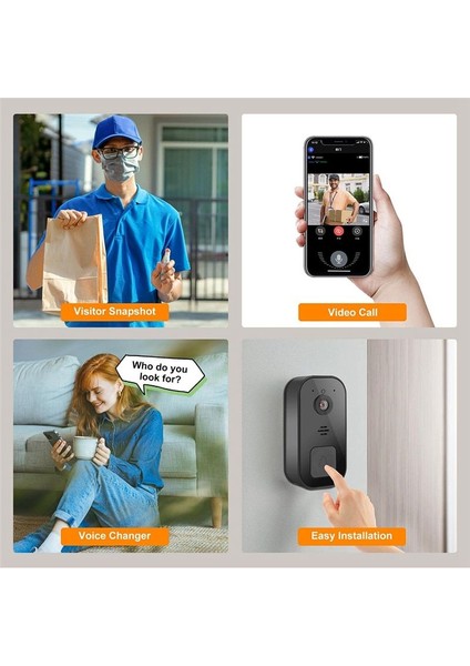 Kablosuz Video Kapı Zi Kamera Kapı Zi Akıllı Kapı Zi Kolay Kurulum Desteği 2 4g Wifi Siyah (Yurt Dışından) modelleri
