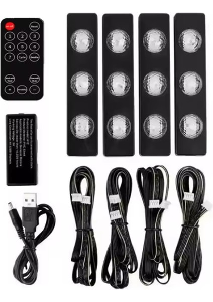 4pcs Araba Iç LED Çok Renk Rgb Şerit Işık Dekoratif Atmosfer Lambaları USB Kablosuz Ortam Aydınlatma Araba Işığı (Yurt Dışından)