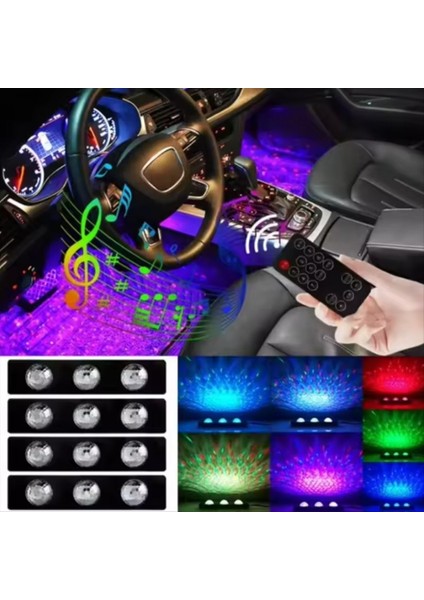 4pcs Araba Iç LED Çok Renk Rgb Şerit Işık Dekoratif Atmosfer Lambaları USB Kablosuz Ortam Aydınlatma Araba Işığı (Yurt Dışından) modelleri
