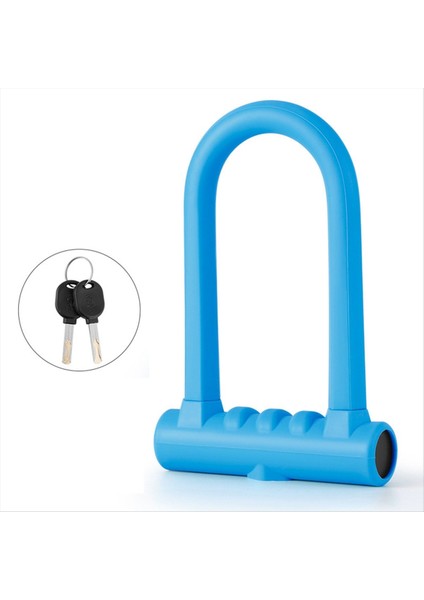 Bisiklet Kidi Hırsızlık Anti-Hırs Dağ Bisikleti Yol Bisiklet Sikon U-Lock Motosiklet Kask Bisiklet Elektrik Scooter Mavi (Yurt Dışından)