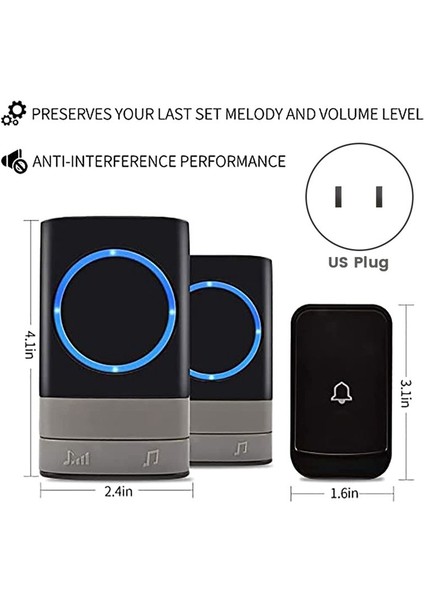 Kablosuz Kapı Zi Su Geçirmez Kapı Zi Kiti 45 Melod ile 200 Metre Aralık 4 Office Için Abd Fişi Için Seviye 2 Alıcı (Yurt Dışından) fiyatları