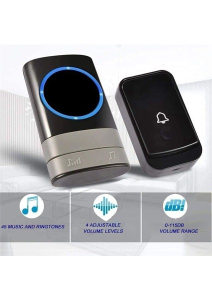 Kablosuz Kapı Zi Su Geçirmez Kapı Zi Kiti 45 Melod ile 200 Metre Aralık 4 Office Için Abd Fişi Için Seviye 2 Alıcı (Yurt Dışından) fırsatları