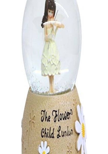 Keman Çalan Papatyalı Kız Püskürtmeli & Işıklı & Müzikli Kar Küresi