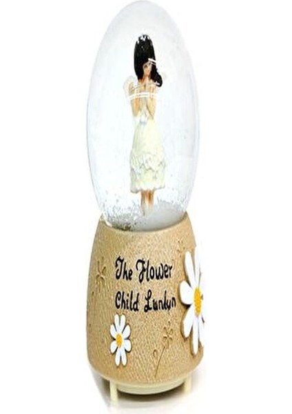 Keman Çalan Papatyalı Kız Püskürtmeli & Işıklı & Müzikli Kar Küresi