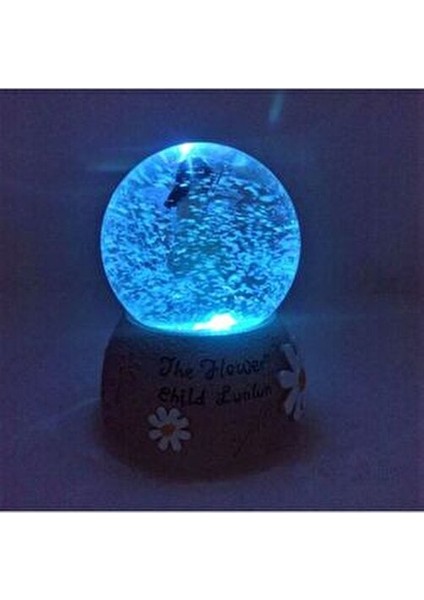 Keman Çalan Papatyalı Kız Püskürtmeli & Işıklı & Müzikli Kar Küresi