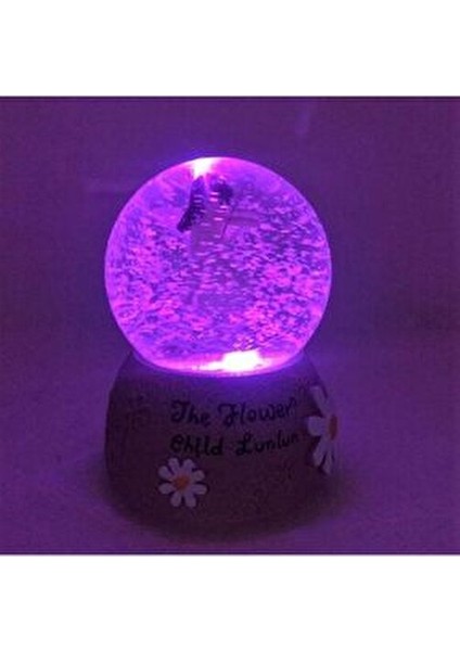 Keman Çalan Papatyalı Kız Püskürtmeli & Işıklı & Müzikli Kar Küresi