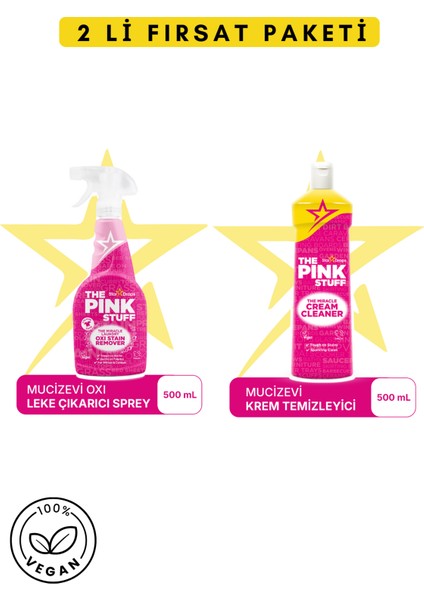 Mucizevi Oxi Leke Çıkarıcı Sprey 500 ml + Mucizevi Krem 500 ml