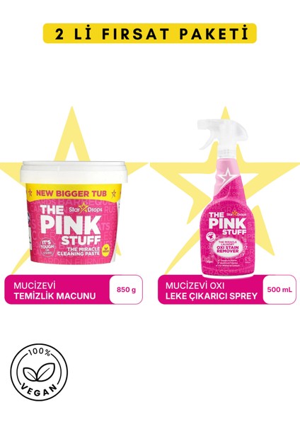 Mucizevi Miracle Temizlik Macunu 850 gr + Mucizevi Oxi Leke Çıkarıcı Sprey 500 ml