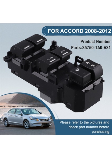 Araba Sol Ön Pencere Kontrol Anahtarı Pencere Cam Kaldırıcı Düğmesi 35750-TA0-A31 Honda Accord 2008-2012 Lhd Için (Yurt Dışından) indirimleri