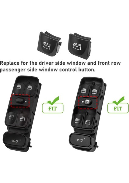 Mercedes Için 12X Pencere Anahtarı Düğmesi Kapakları Benz W203 W208 C Clk Sınıf Ön Sol+Sağ (Yurt Dışından) indirimleri