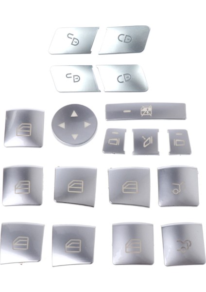 18 Adet Çıkartma 14PCS Araba Penceresi Cam Kaldırma Düğmesi Çıkartma ve 4pcs Araba Kapısı Kilit Açma Düğmeleri Dekorasyon Kapağı Döşeme (Yurt Dışından)
