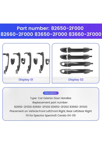 4 Pc Kıa Spektrumları Için Kapı Kolunun Sağdan Sola Doğru Sola Doğru 5 Cerato 04-09 82650-2F000 83650-2F000 (Yurt Dışından) fırsatları