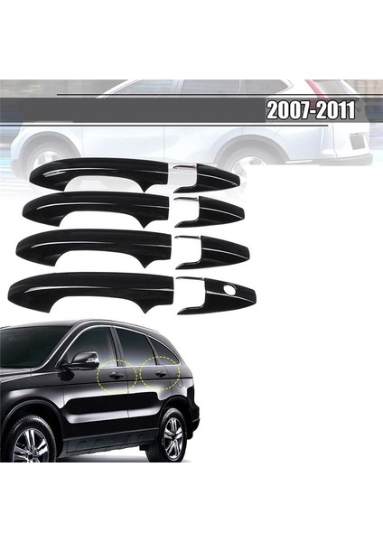 8pcs Siyah Araba Kapı Tutucu Kapak Trim Catch Kapak Çıkartmaları Honda Cr-V 2007-2011 Için Dış Kapı Kolu Kapağı (Yurt Dışından) fırsatları