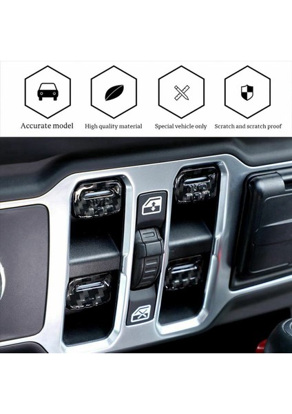 8x Pencere Asansör Anahtarı Ayar Düğmesi Kapak Döşeme Abs Iç Aksesuarlar Jeep Wrangler Jl Jt 2018-2021 (Karbon Fiber) (Yurt Dışından) modelleri