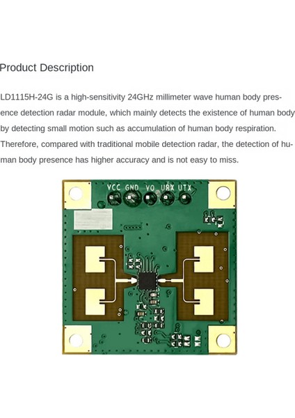 24GHZ Insan Varlık Sensörü Modülü Ttl Seri Iletişimi LD1115H Mikro-Motion Algılama (Yurt Dışından) fırsatları