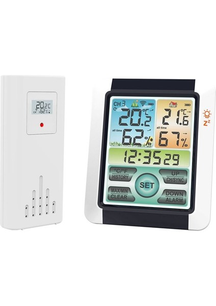 Kablosuz Sıcaklık Nem Sensörü LCD Dijital Ekran Sıcaklık Sensörü Ev Kapalı Dış Mekan Için Saat Fonksiyonu (Yurt Dışından)