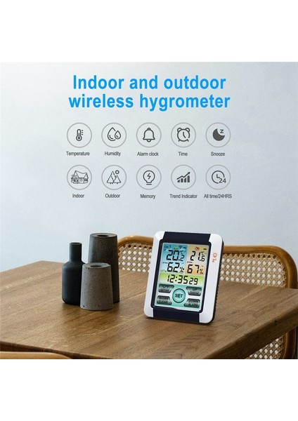 Kablosuz Sıcaklık Nem Sensörü LCD Dijital Ekran Sıcaklık Sensörü Ev Kapalı Dış Mekan Için Saat Fonksiyonu (Yurt Dışından) fiyatları