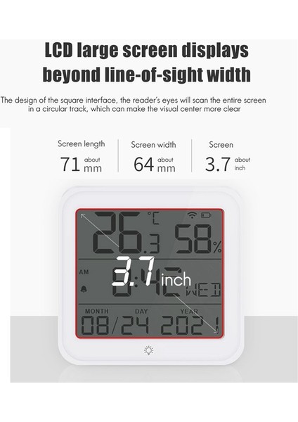 Wifi Akıllı Ev Sıcaklığı Nem Sensörü Akıllı Yaşam Iç Mekan Sıcaklık Alarm Sensörü Ev Için Saat Fonksiyonu (Yurt Dışından) modelleri