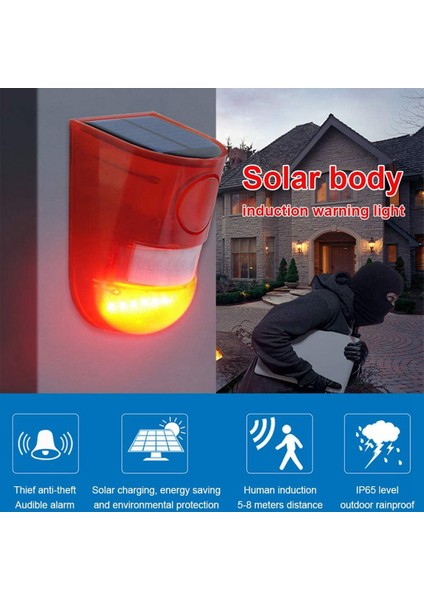 3 Paket Güneş Flaşı Işık Hareket Sensörü Alarmı 129DB Ses Güvenliği Siren IP65 Villa Çiftliği Yard Bahçesi Için Su Geçirmez (Yurt Dışından) fiyatları