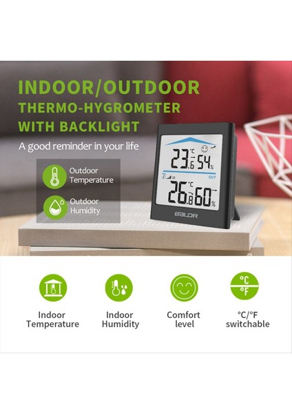 Baldr Digital LCD Hava Durumu Istasyonu Kapalı Dış Trend Higrometre Termometresi Kablosuz Uzaktan Sensör Hareketi (Beyaz) (Yurt Dışından) fırsatları