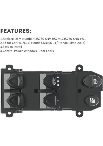 1 Pcs Güç Penceresi Anahtarı Sol Sürücü Yan Güç Kontrol Anahtarı ve 1 Pcs Elektrikli Güç Penceresi Kontrol Anahtarı (Yurt Dışından) fırsatları
