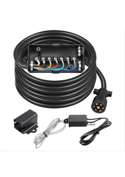 7 Yollu Römork Kablosu ve 7 Çete Kavşak Kutusu Kiti 12V Koparma Anahtarı ve Fiş Tutucusu 8 Ft Römork Kablo Demeti Kiti (Yurt Dışından)