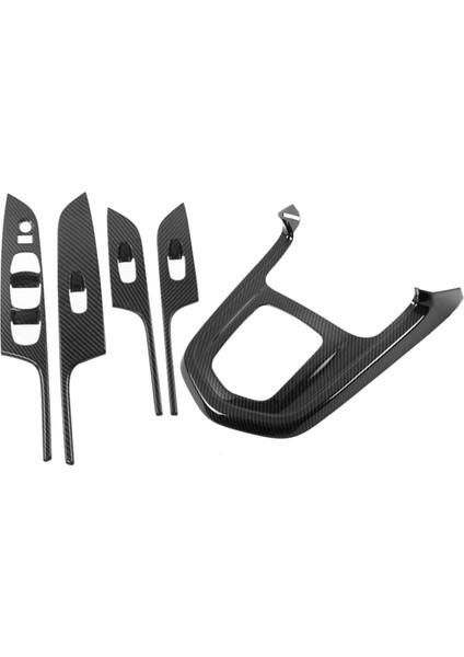 Nissan Navara Için NP300 2016-2019 Pencere Cam Kaldırma Anahtarı Düğmesi Panel Kapak ve Karbon Fiber Araç Vites Değiştirme Düğmesi Çerçevesi (Yurt Dışından)