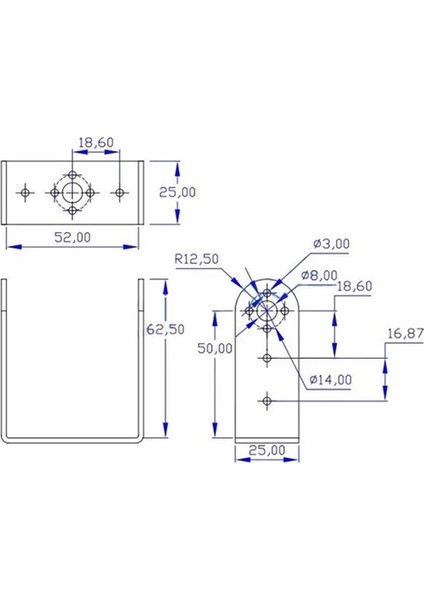 Uzun U Servo Motor Metal Montaj Parçası Braket MG995 MG996R S3003 TD-8120MG Alüminyum Tutucu Robot