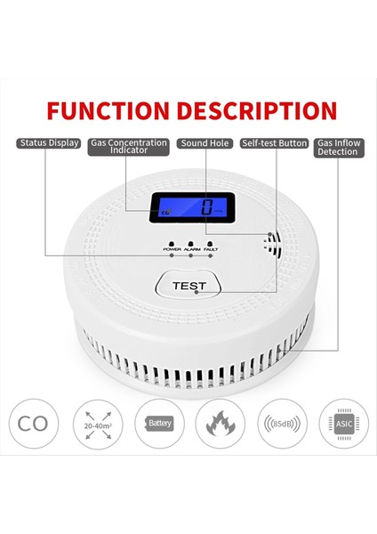 2&#39 De 1 Co &amp Duman Alarmı Karbon Monoksit Dedektörleri Duman Dedektörü Alarmda 85DB Ev ve Mutfak Için LCD Ekran A (Yurt Dışından) fiyatları