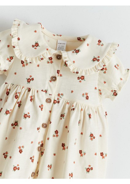 Yeni Sezon Bebe Yaka Çiçekli Kız Bebek Elbise modelleri