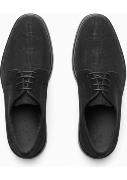 GR0440 Hakiki Nubuk Deri Topuksuz Eva Taban Lazer Desenli Siyah Spor Klasik Ayakkabı fırsatları