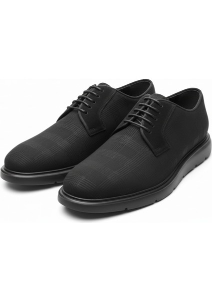 GR0440 Hakiki Nubuk Deri Topuksuz Eva Taban Lazer Desenli Siyah Spor Klasik Ayakkabı indirimleri