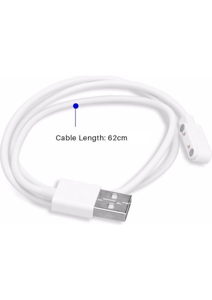 USB 2 Pin Pogo Kablo Akıllı Saat Manyetik Sabitleyici Şarj Kablosu GT88 GT68 KW08 KW18 KW88 KW98 K99