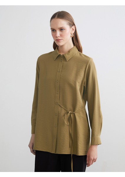 Yeni Sezon Beli Bağlamalı Kadın Gömlek Tunik