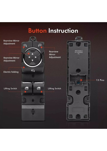 Ford Mustang Için Ön Sürücü Lh Elektrikli Pencere Anahtarı 2015 2016 2017 2018-2023 (Yurt Dışından) modelleri