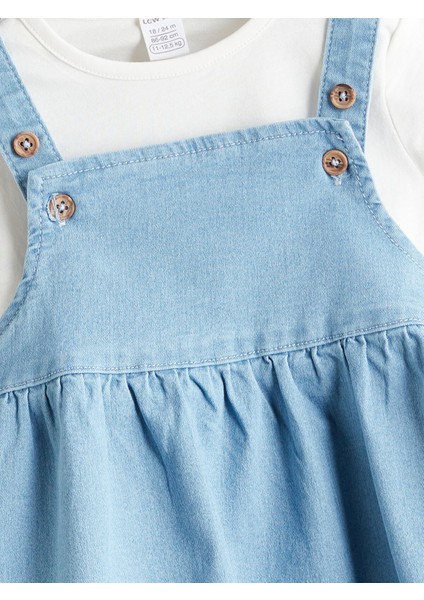 Yeni Sezon Kız Bebek Jean Elbise ve Bluz 2'li fiyatları