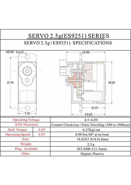 Emax ES9251 Iı 4gr Dijital Servo Motor Mini Plastik Dişli 0.25KGCM Tork Rc Uçak Drone Robot Kol