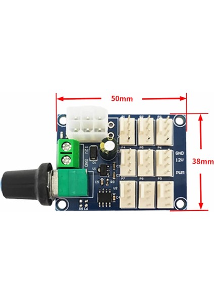 9 Kanal Dc 12V Pwm Fan Hız Kontrol Kartı Klemens Atx Besleme Soket Pot Kontrol Bilgisayar Pc Cpu