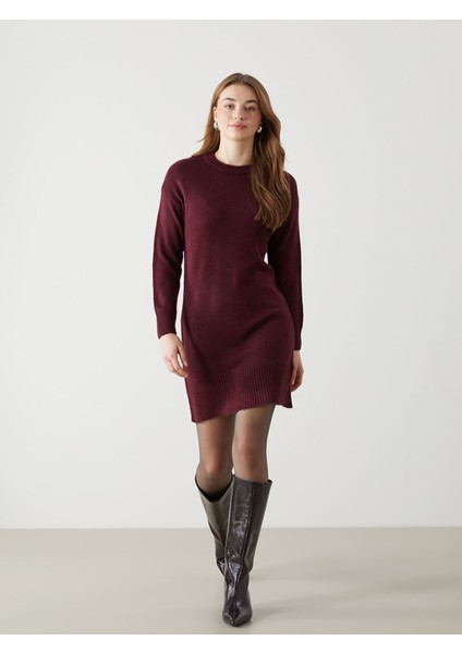 Yeni Sezon Bisiklet Yaka Kadın Triko Elbise