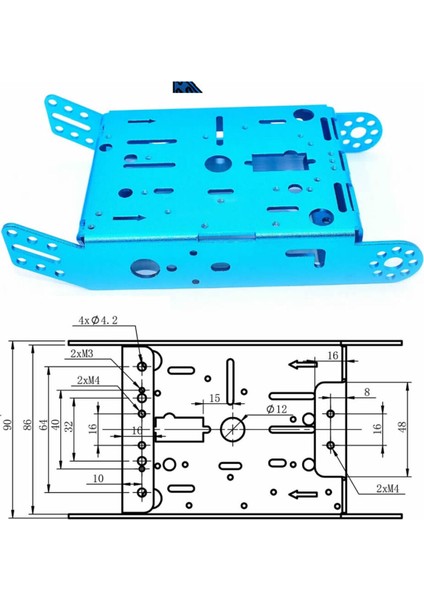 Aluminyum Robot Araba Gövdesi Metal Şase Stem Eğitim Mbot Çizgi Izleyen Yarışma Diy Oyuncak