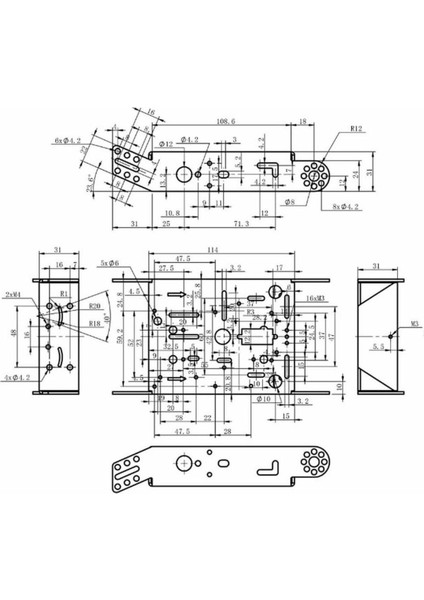 Aluminyum Robot Araba Gövdesi Metal Şase Stem Eğitim Mbot Çizgi Izleyen Yarışma Diy Oyuncak