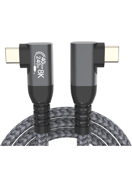USB 4 90 Derece Açı Kablosu 40GBPS Usb4 Dirsek C Tip C Veri Aktarım Kablosu USB C PD240W Hızlı Şarj 1.5m (Yurt Dışından)