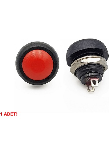 12MM PBS-33B 2 Pin Push Buton Kırmızı On Off 1A 250V Mini Yuvarlak Su Geçirmez Anahtar