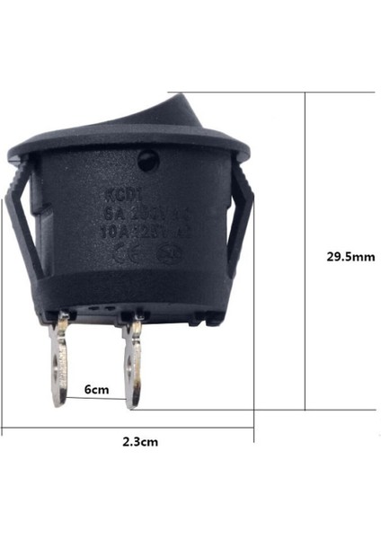 23MM Yuvarlak 2 Pin Anahtar Buton Kcd1 Siyah Plastik Mini Açma Kapama On / Off fiyatları