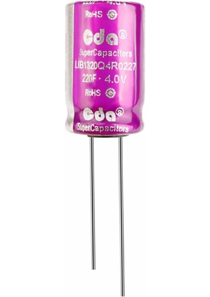 220F 4V 5A Süpercap 13X20MM Dıp Süper Kapasitör Enerji Depolama Güneş Rüzgar Akü Batarya Güç Kaynağı